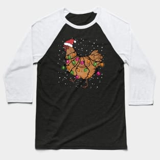 Christmas Lights Chicken Santa Hat Xmas Baseball T-Shirt